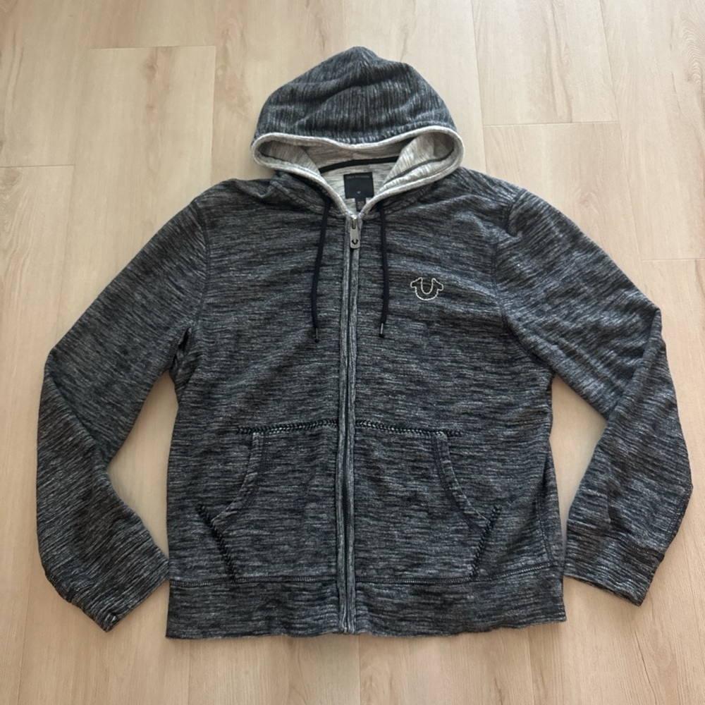 True Religion Black and Gray Zip Hoodie